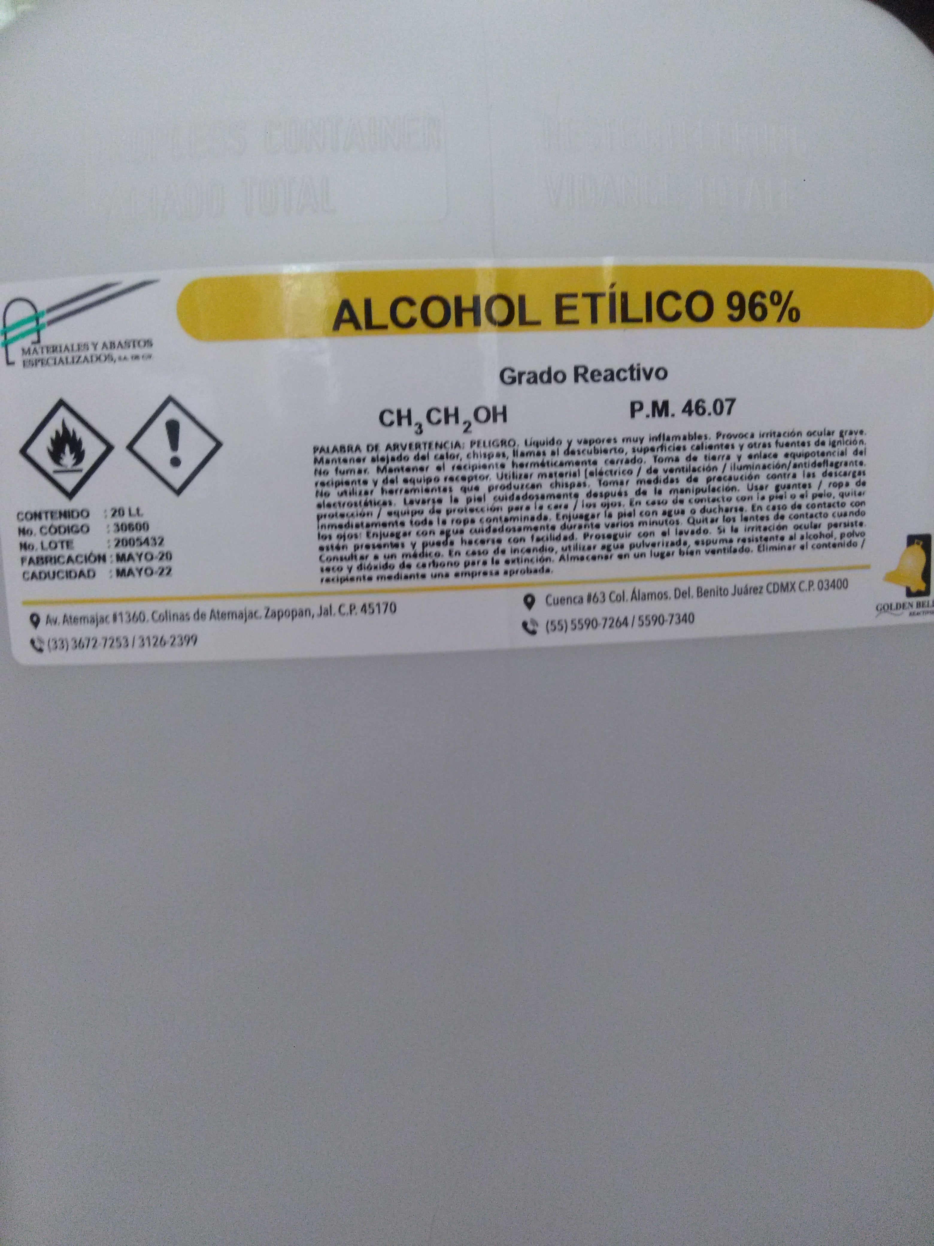 Produquimic - ALCOHOL ETILICO 96º ✔️ Grado alimenticio. ✔️ Excelente  calidad. ✔️ Contamos con certificado de análisis. ❗️Ventas al por mayor y  menor❗️ 🚛Envíos a Nivel Nacional. #productosquímicos